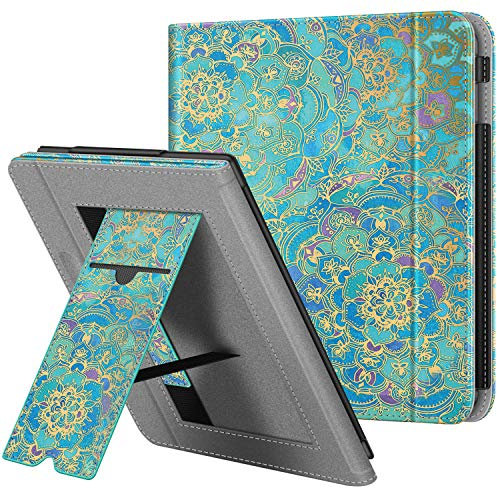 Fintie Hülle kompatibel für Tolino Vision 5 2019 / Kobo Libra H2O - Kickstand Schutzhülle mit Kartenfach Handschlaufe und Auto Sleep/Wake Funktion, Jade