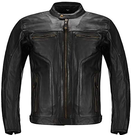 MTTKTTBD Retro Leder Motorradjacke Motorrad Jacke Herren Damen Wasserdicht Winddicht mit Protektoren Protektoren Jacke Roller Biker Touren Schutzjacken Motorradschutzjacke