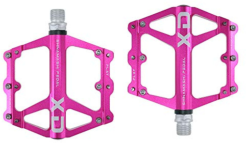 FrontStep Pedales Antideslizantes Generales de Aluminio Pedales de Bicicleta Ligeros con Eje de Acero CR-Mo para MTB/Pedal de Bicicleta de montaña/Pedal BMX (Rosa)