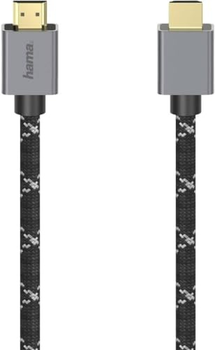 Hama HDMI Kabel 2m lang Ultra HD 8k (Ultra High Speed HDMI Cable mit HDR, HEC, eARC, vergoldet, Monitorkabel mit robustem Mantel, Verbindung von PC/Notebook mit Monitor, TV, Beamer, Playstation, XBOX)