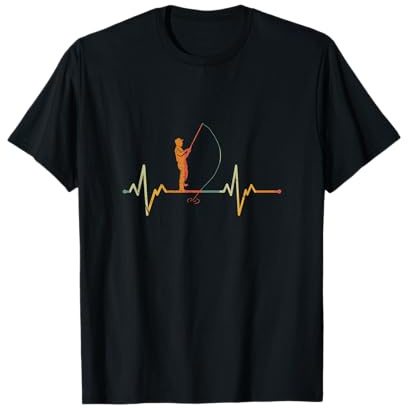 Vintage Fisherman Gift Heartbeat Fishermen Fishing T-Shirt