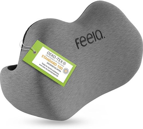 feela.® Ergonomisches Rückenkissen | Lendenwirbelstützkissen für Bürostuhl, Gaming-Stuhl oder Auto, Memory-Schaum-Kissen – lindert Rückenschmerzen und verbessert die Körperhaltung (Dunkelgrau)