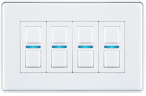 Lightwave LP24WH Smart Dimmer, 4 Gang, Works with Alexa, Google Assistant, HomeKit, iOS & Android Compatible - White Metal