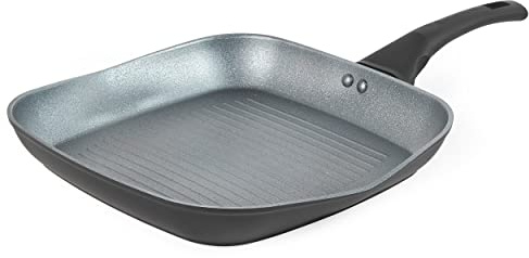 Russell Hobbs RH01861EU7 Grillpfanne - Antihaft Steakpfannen mit Ausguss, BPA/PFOA-Frei, Induktion/Metallutensilien geeignet Grillplatte, Aluminium gerippt Bratpfanne, Crystaltech, 28cm, Fleisch/Fisch