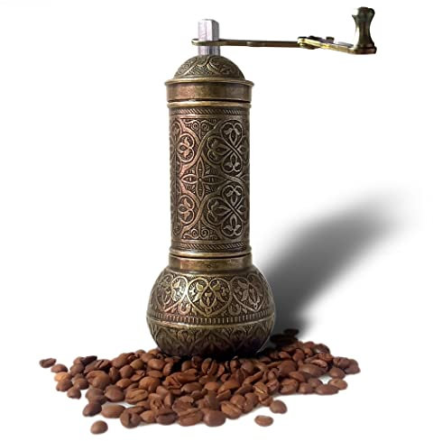 Manual Coffee Grinder, Refillable Turkish Style Coffee and Pepper Grinder, Manual Coffee Mill with Foldable Handle (Dark Green)