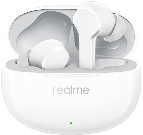 realme Buds T100 - Bluetooth 5.3,Controlador de Graves dinámico de 10 mm, reproducción Total de 28 Horas, cancelación de Ruido para Llamadas, IPX5, Blanco(T100, White)