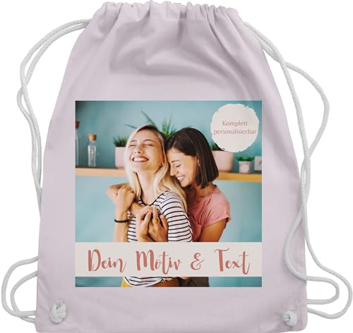 Turnbeutel Rucksack - eigenem - Eigenes Foto I Eigenes Bild - Unisize - Pastell Rosa - tasche kita wechselkleidung beutel selbst drucken druck stoffbeutel mädchen sportbeutel bedrucken