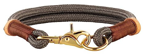 Michur Monaco Anthrazit, Hundehalsband Grau Verstärkung und Tau, Rund mit Polyamidkern und aus Nylon geflochten, Halsband für Hunde