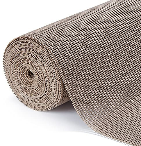 GIOPACO X-Large Shelf Liners, 40cm x 600cm Washable Drawer and Shelf Liners Non-Slip Non-Adhesive for Kitchen Cabinet Drawer Liners Mat,Waterproof Refrigerator Mat/Pad/Liners for Shelves(Light Coffee)