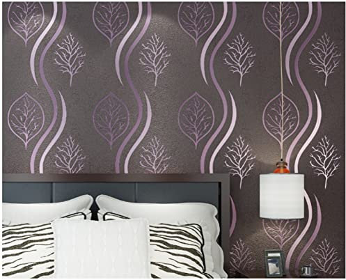 CULTS Lila Vliestapete 9,5 m x 0,53 m Streifen Tapete Modernes Design Beflockung Tapete für Flur Wohnzimmer Schlafzimmer Büro