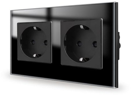 JIMEIDA Doppelsteckdose Schwarz Unterputz ,2 Fach Schuko Steckdosen Schutzkontakt Wandsteckdose 16Amp,250V,157mm*86mm