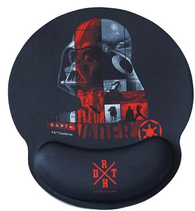 WONDEE Disney Star Wars Tappetino Mouse Ergonomico di Darth Vader, Tappetino Mouse in Gel con Poggiapolsi Antiscivolo, Mouse Pad Star Wars (Sigillo Ufficiale)