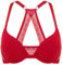 DOBREVA Women's Push Up Bra Front Fastening Bras T Shirt Racer Back Padded Underwired Plunge Bra Lipstick Red 38C