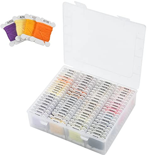 Ehuihuan Filo da Ricamo a Punto Croce 80 Colori,4m 6 Fili Embroidery Threads Matassine da Ricamo Floss per Maglieria Amicizia Braccialetti Mestieri Principianti Adulti da Cucito,con Scatola Organizer