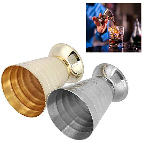 BLSYHDH Bar Jigger, Premium Wine Cocktail Jigger 2 Piezas Multifunción 304 Taza Medidora de Bebidas de Cóctel de Acero Inoxidable, Barman Onza Taza Suministro de Barra 2.5 Fl Oz para el Hogar Bar Fies