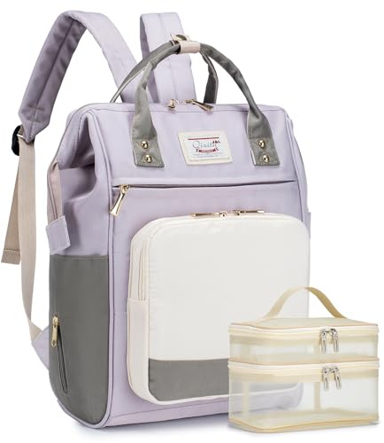 BAGROUPS Handgepäck 40x30x20 Wizzair Wickelrucksack Groß Wickeltasche Rucksack Wasserdicht mit Kinderwagengurten und Flaschenwärmetasche Diaper Bag für Mama und Papa, Reisen, Outdoor (Lila)