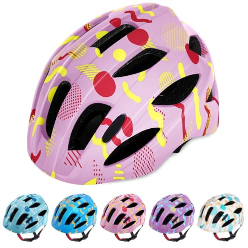 Kids Helmet, Kids Bike Helmet for Boys Girls Age 2-4-5-7-8, Adjustable Safety Cycle Helmet with Visor for Toddler, Lightweight Child Helmet for Skating Scooter Bicycle(48-52CM)