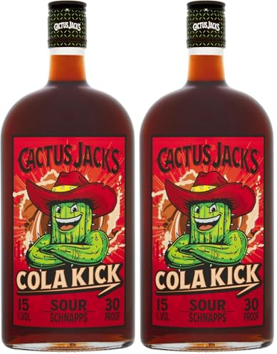 Cactus Jack's Kool Kola Flavoured Schnapps - 70cl - Enjoy as a colourful shot or with a mixer (Pack of 2)