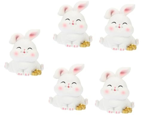 Cabilock 5 Stück Großohriges Kaninchen Ornament Heimdekoration Desktop Kaninchen Schmücken Desktop Dekorationen Für Auto Tischdekoration Tierstatue Küken Spielzeug