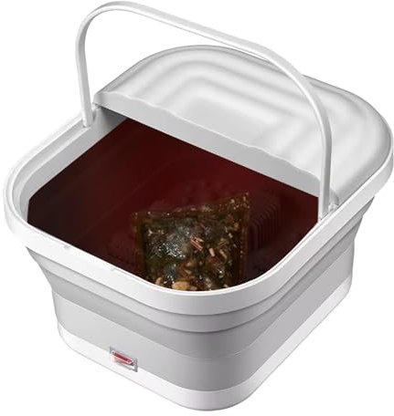 Vasca per piedi portatile, pediluvio riscaldato elettrico,Bacino per piedi riscaldato per bagnare i piedi - Secchio per pediluvio per viaggio, massaggiatore a rulli domestico a luce rossa