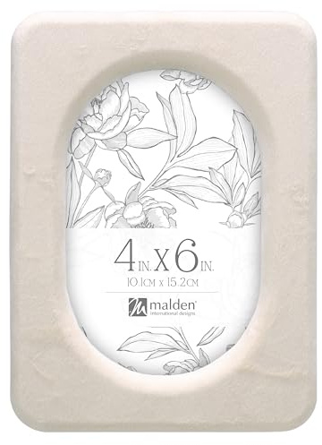Malden International Designs 4x6 White Velvet Oval Picture Frame