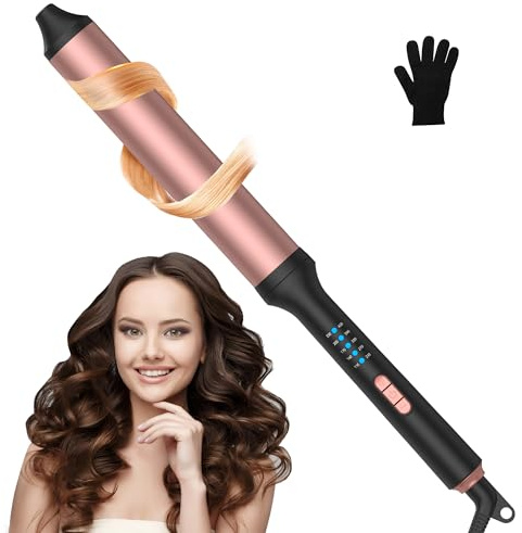 Fer à friser fin de 36 mm, boucles serrées, 110-230 °C pour tous types de cheveux, corps en céramique tourmaline, chauffage en 30 secondes, pince à boucler professionnelle pour cheveux longs