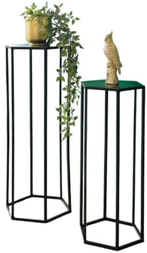 spot on dealz Set of 2 Plant Stands - Black Metal Iron Plant Holders Tall & Small Indoor Planter Stands Modern Decorative Plant Display Stands for Home, Garden,
