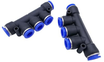 IQS - Connettore pneumatico multiplo per aria compressa, con 5 uscite, 8 mm, 2 pezzi