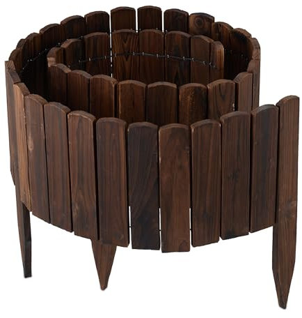 Relaxdays Bordo per Aiuole, 200 cm, Flessibile, Recinto Alto 20cm, Borudura in Legno, Recinzione Giardino, Marrone Scuro