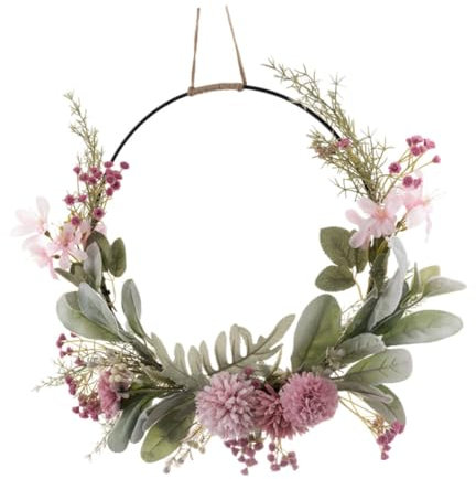Holibanna Decorative Faux Flower Wreath Delicate Bunny Ear Leaf Garland for Home and Wedding Decor Realistic Design Bright Colors for Door and Window Decoration