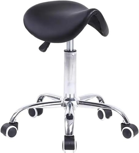 GIYXHU Rollbarer Hocker Sattelhockerstuhl, ergonomischer Rollstuhl, Nagelkunst, Tattoo-Künstler, Dental, Massage, Verstellbarer hydraulischer Stuhl(Black)