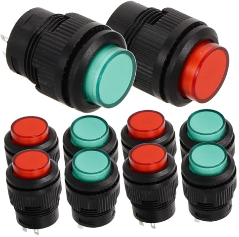 GALPADA 10 pezzi Interruttore Pulsante Rosso e Verde Interruttore Rocker con Luce Integrata Montaggio Off per Controllo Luci e Alimentazione