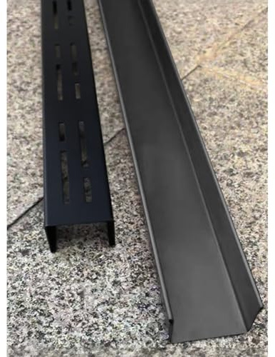 EXCLURA Tapa Desague Terraza Canal de Drenaje de Acero Inoxidable de 5 cm x 5 cm con Tapa Extraíble, Tubo de Sumideros de Jardín Negro para Drenaje, Sistema de Drenaje Francés de Zanja