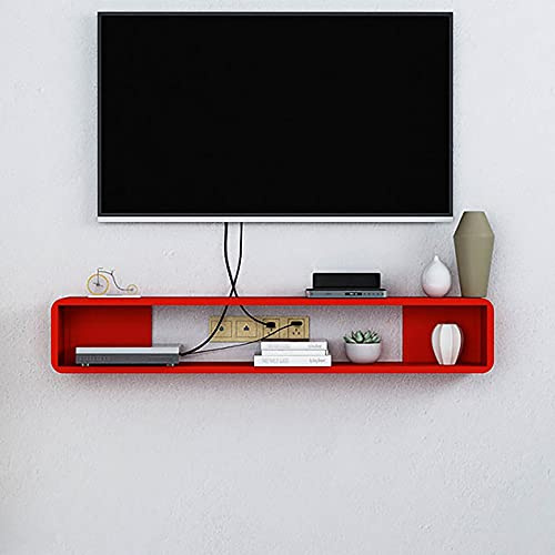 Générique Meuble TV Mural Flottant pour Salon et Chambre, Meuble TV Moderne Noir de 100 cm avec Touches de Rouge, Centre de Divertissement élégant pour des Solutions Peu encombrantes