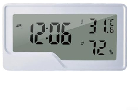 Digital Thermometer Hygrometer With Clock For Accurate Temperature And Humidity Monitoring -50 To 70°C, 10% To 99% RH (Backlight)