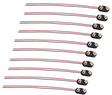 Connettore a clip per batteria, 9 V, guscio in plastica rigida, tipo I, 9 V, confezione da 10