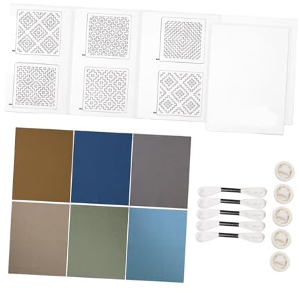 EIOLWJIEO Snygga glasunderlägg med Sashiko Stencil Kit Geometriska mönster för nybörjare även för nybörjare som är med mallritning Sashiko Kit, Set B