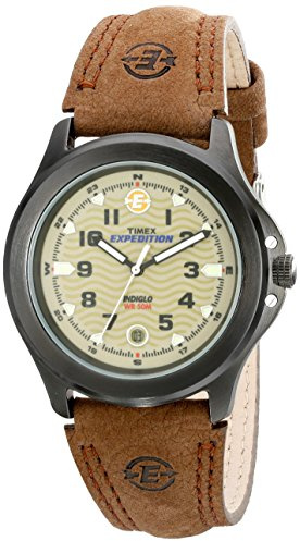 Timex Men's Quartz Watch with Green Dial Analogue Display and Brown Leather Strap T47012SU