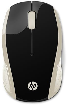 HP 200 - Ratón inalámbrico (1000 PPP, 3 Botones y Rueda, Tecnología LED Roja, Conexión Inalámbrica,Baterías AAA 12 Meses de Duración, Windows, Mac OS y Chrome OS), Dorado