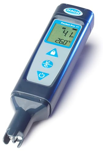 Hach Pocket Pro pH Tester, pH Meter for Water Analysis pH & Temp Testing, Large LCD Screen, Replaceable Batteries, Built-in Diagnostics, 9531000