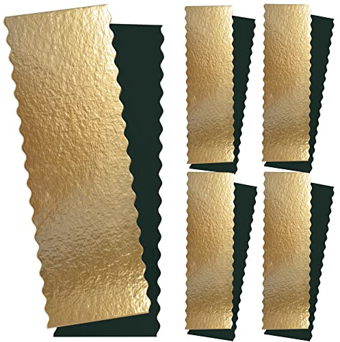 SCRAP COOKING - Kit de 5 Supports à Bûches de Noël & Cakes - Carton Réversible Doré & Noir - 30 x 10 cm - Gâteaux Rectangulaire Pâtisserie Boulangerie - Fabriqués en France - 5205