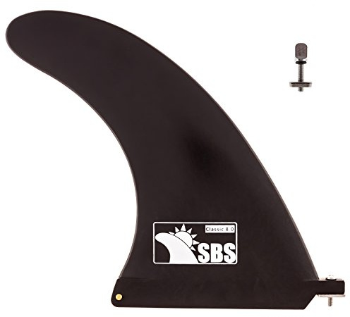 SBS 8 Longboard & SUP Single Fin - Free No Tool Screw - 8 Inch Center Fin for Surfboard & Paddleboard