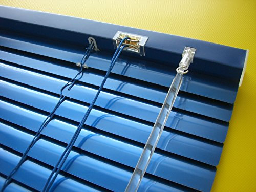 Alu Jalousie dunkel blau Marine - Breite 50 bis 240 cm - Höhe 130/160 / 220 cm - Tür Fenster Rollo Jalousette Aluminium Fensterjalousie Lamellen Metall (120 x 160 cm)