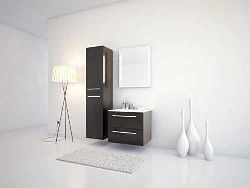 Jokey Libato – Juego de Muebles de baño – 60 90 120 cm de Ancho – Blanco o Antracita Brillante – Muebles de baño de Doble Lavabo con Armario bajo Espejo con iluminación y Armario Alto Sieper