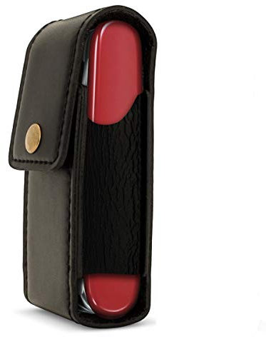 iGadgitz Black Genuine Leather Pouch Case Cover for Swiss Army Knives (Compatible with Victorinox)