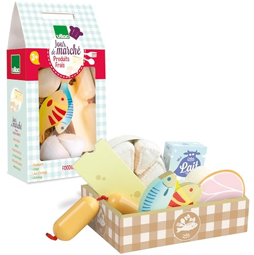 Jour de Marche Set de Produits Frais Jouet en Bois pour Enfant Jeu Éducatif