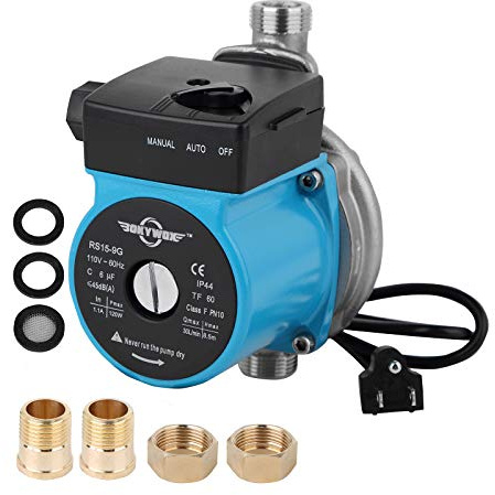 BOKYWOX 110V Food Grade Automatic Domestic Booster Pump NPT 3/4'' 120W Circulate Boost Pressure Water Pump for Solar Heater/Faucet Stainless Steel 304(RS15-9 SB)