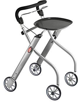 Let's go Indoor Rollator / Rollator für den Innenbereich mit 4 Rädern, zusammenklappbar, silberfarben