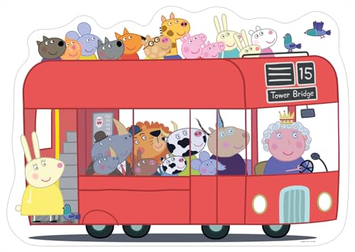 Ravensburger Peppa Pig London Red Bus 24 Piece Giant Shaped Floor Jigsaw Puzzle for Kids Age 3 Years Up - Educational Toys for Toddlers