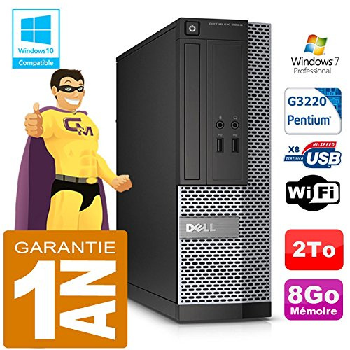 Dell PC 3020 SFF Intel G3220 Ram 8Go Disque 2 to Graveur DVD WiFi W7 (Reconditionné)